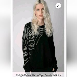 Zadig & Voltaire Marcus Tiger Cashmere Sweater Womens Size XS-SM Oversized Black
